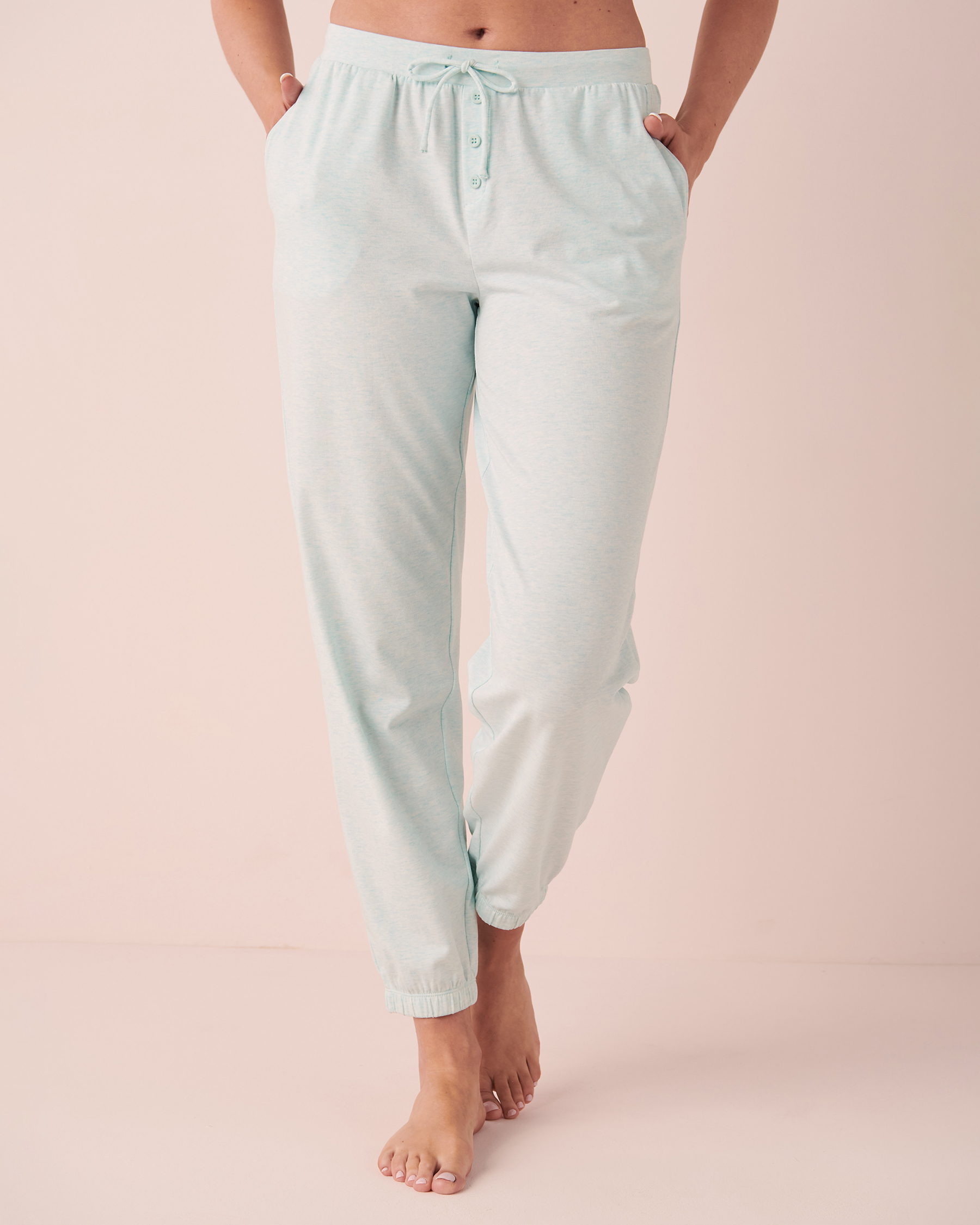 LA VIE EN ROSE Pantalon de pyjama en coton Mélange bleu 40200440 - Voir1