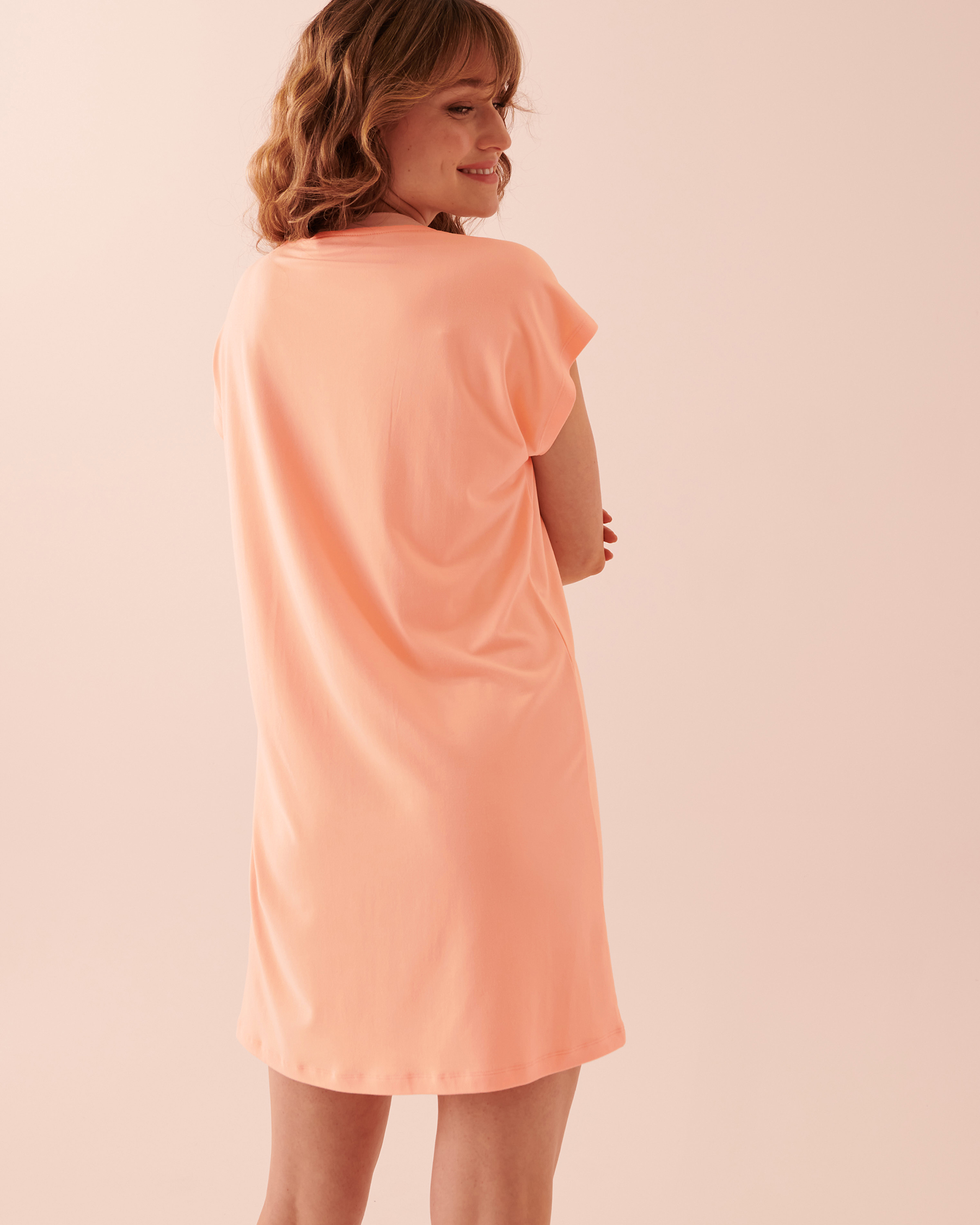 LA VIE EN ROSE Super Soft Short Sleeve Sleepshirt Peach 40500272 - View3