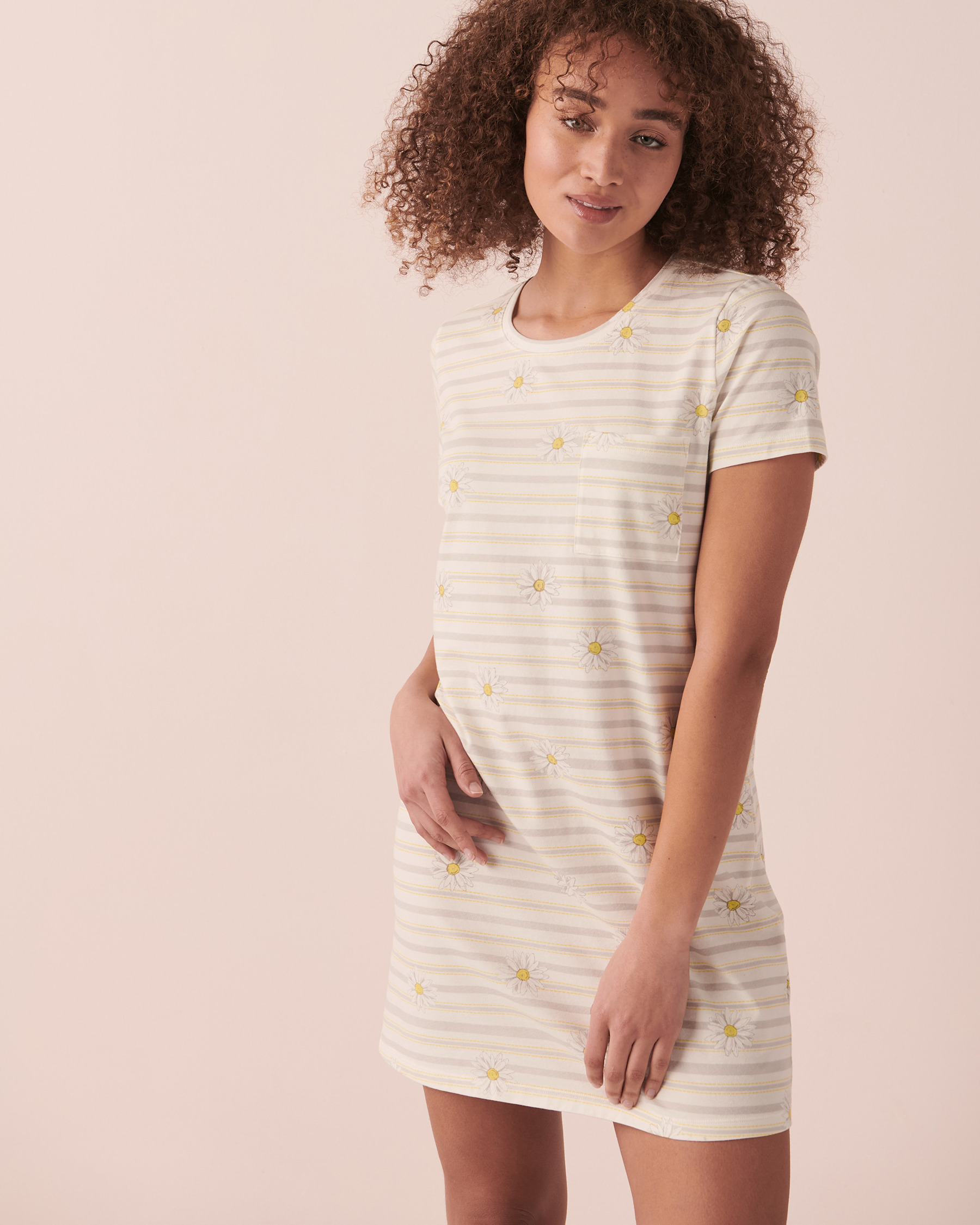 LA VIE EN ROSE Cotton Short Sleeve Sleepshirt Daisy and stripes 40500280 - View1