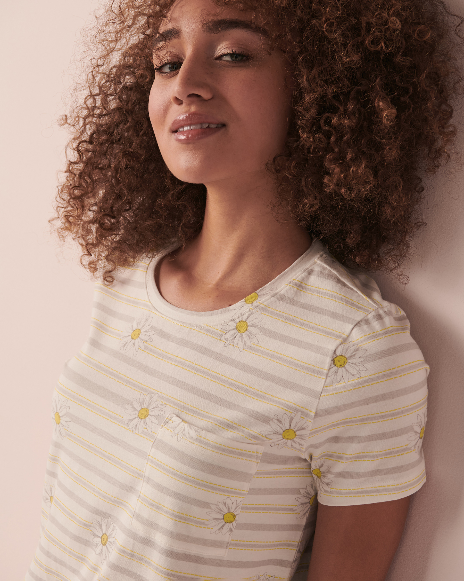 LA VIE EN ROSE Cotton Short Sleeve Sleepshirt Daisy and stripes 40500280 - View2