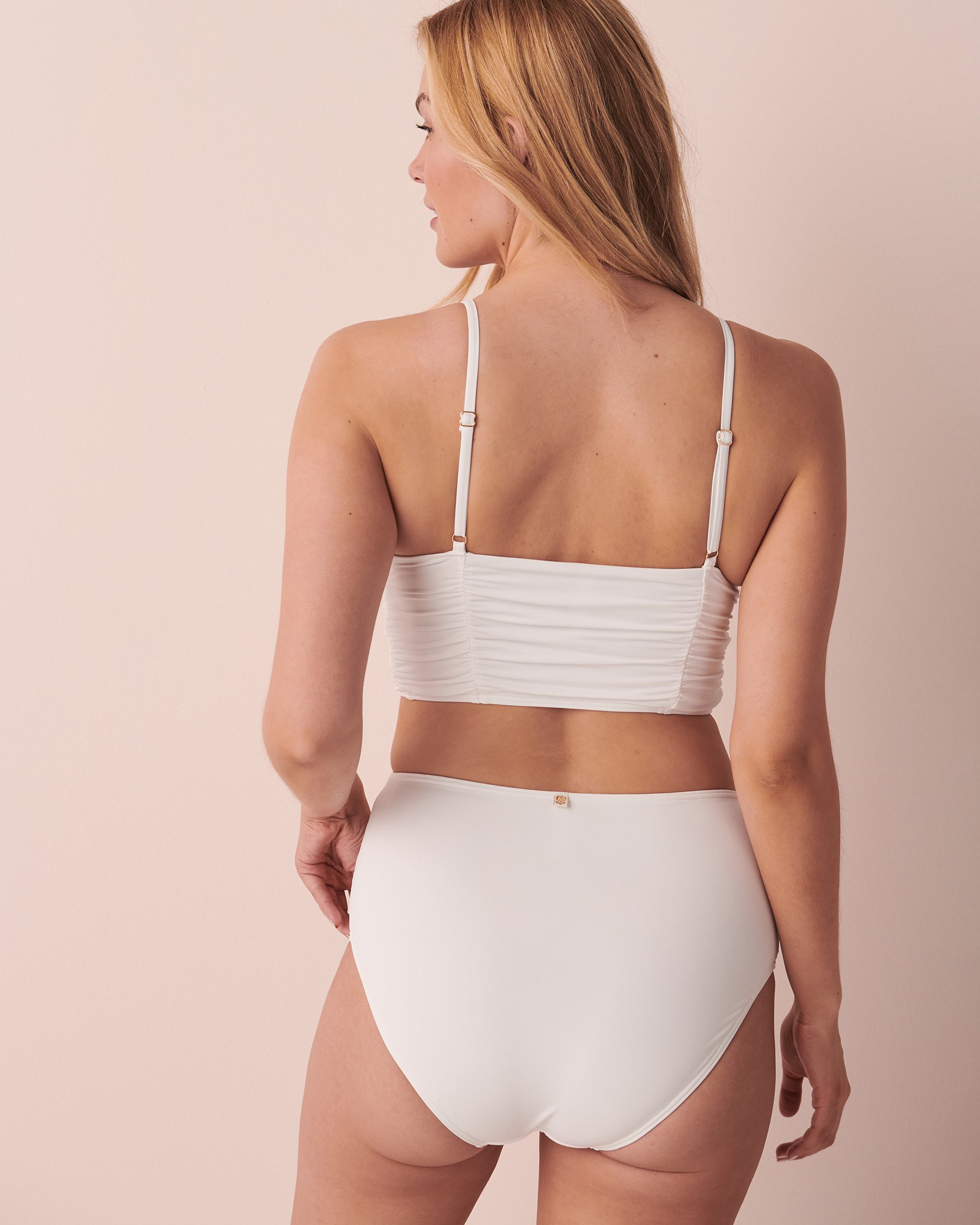 LA VIE EN ROSE AQUA SOLID Long Triangle Bikini Top White 70100447 - View2