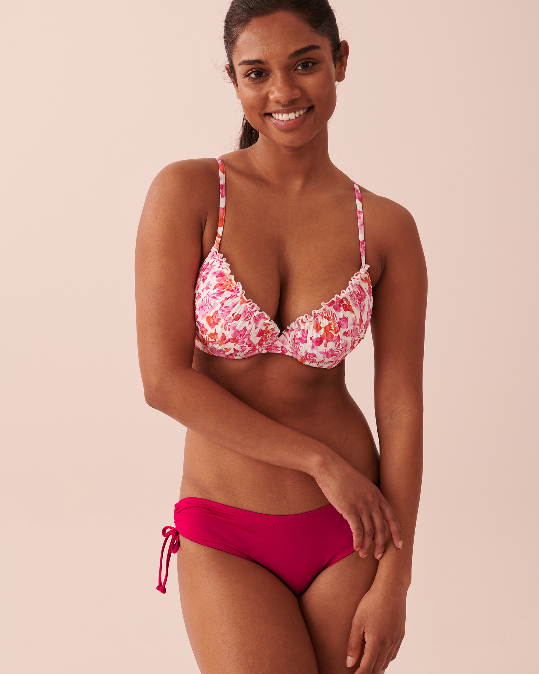 LA VIE EN ROSE AQUA LAGOON Push-up Bikini Top Pink floral 70100477 - View6