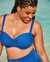 LA VIE EN ROSE AQUA SOLID D Cup Shirred Bikini Top Bright blue 70200084 - View1