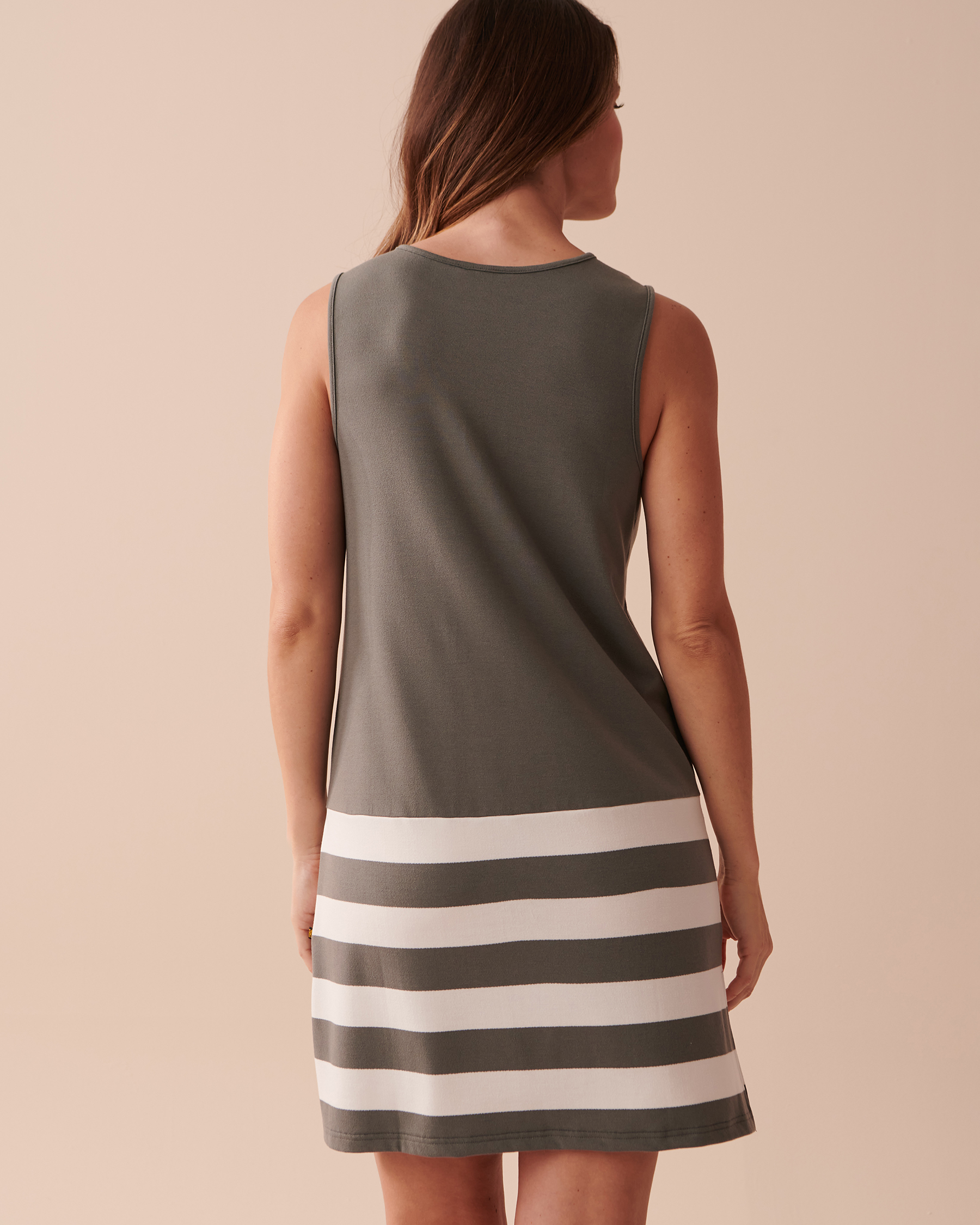 LA VIE EN ROSE AQUA Fitted Jersey Dress Striped Grey 80300081 - View2