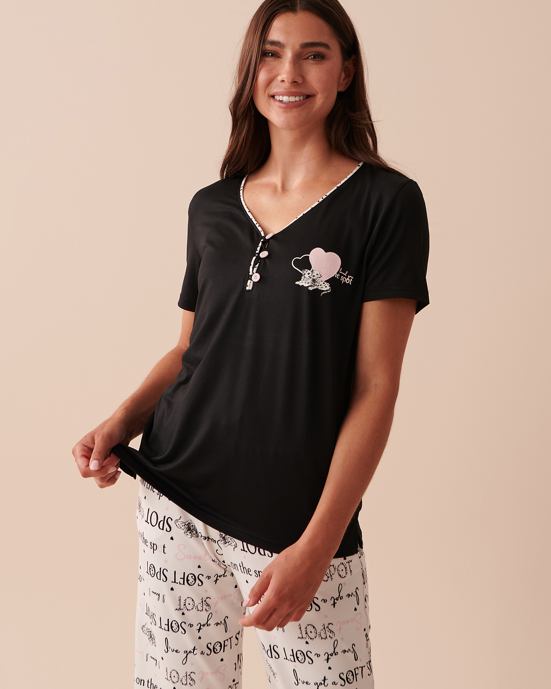 LA VIE EN ROSE T-shirt dalmatiens ultra doux Noir 40100533 - Voir1
