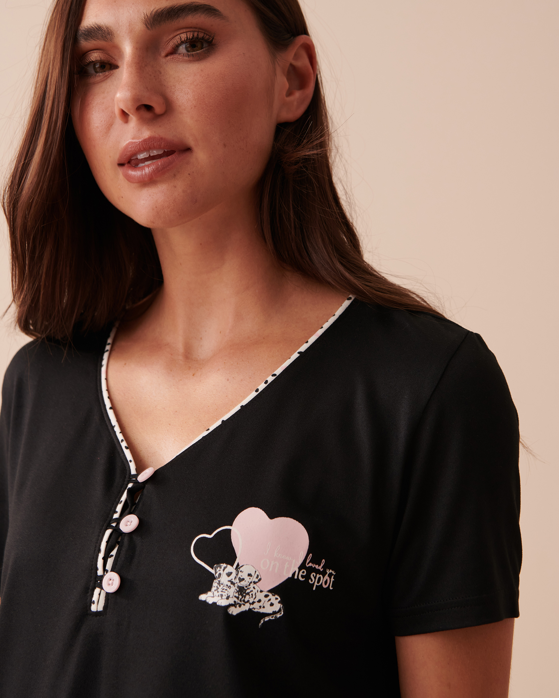 LA VIE EN ROSE T-shirt dalmatiens ultra doux Noir 40100533 - Voir3