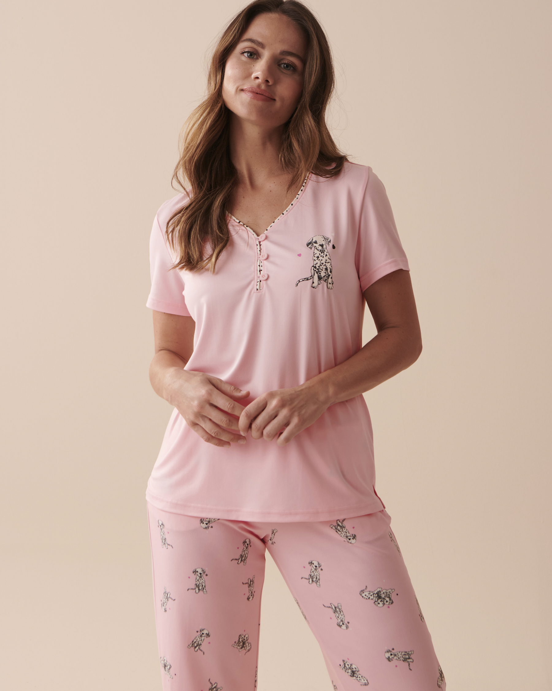 LA VIE EN ROSE T-shirt dalmatiens ultra doux Rose tendresse 40100533 - Voir1