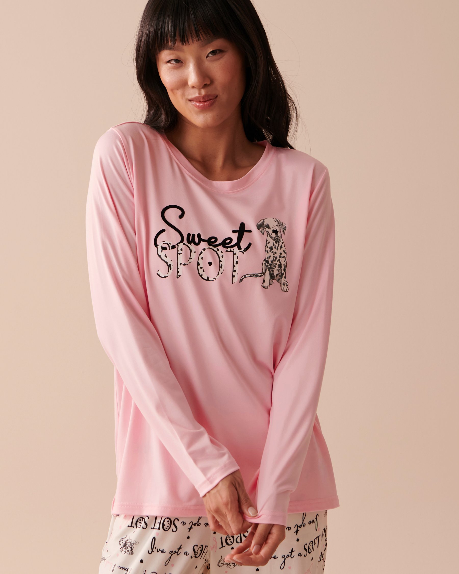 LA VIE EN ROSE Dalmatians Super Soft Long Sleeve Shirt Tender Pink 40100534 - View1