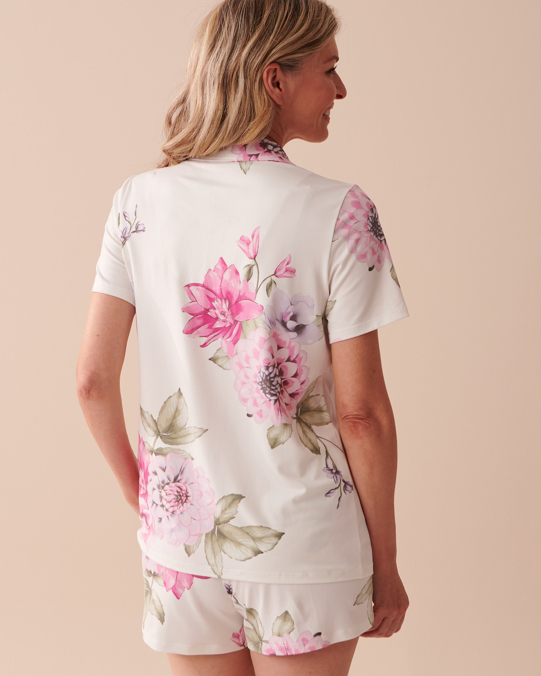 LA VIE EN ROSE Floral Super Soft Button-down Shirt Peonies Garden 40100538 - View2