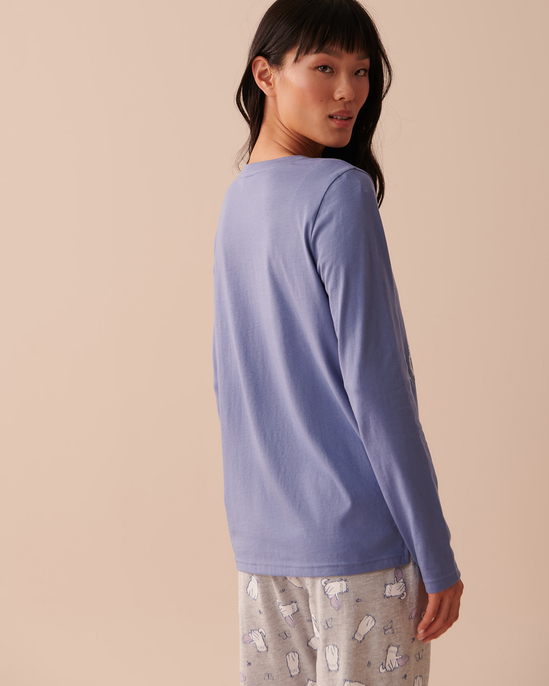 LA VIE EN ROSE Cotton Long Sleeve Shirt Delicate Blue 40100542 - View2