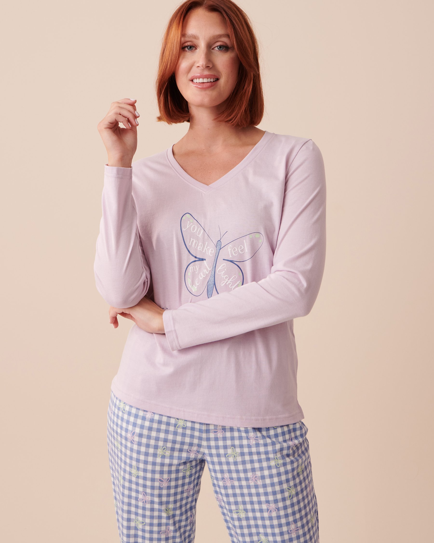 LA VIE EN ROSE Cotton Long Sleeve Shirt Lavender Frost 40100542 - View1