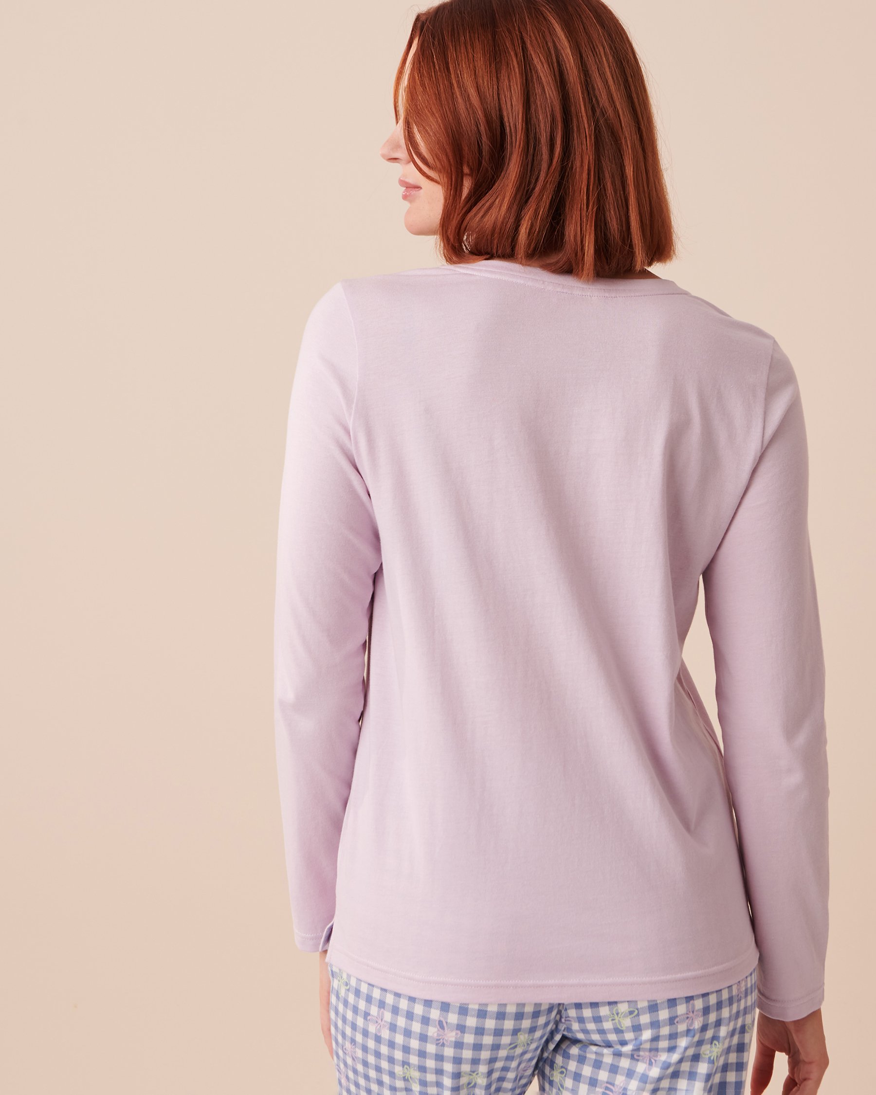 LA VIE EN ROSE Cotton Long Sleeve Shirt Lavender Frost 40100542 - View2
