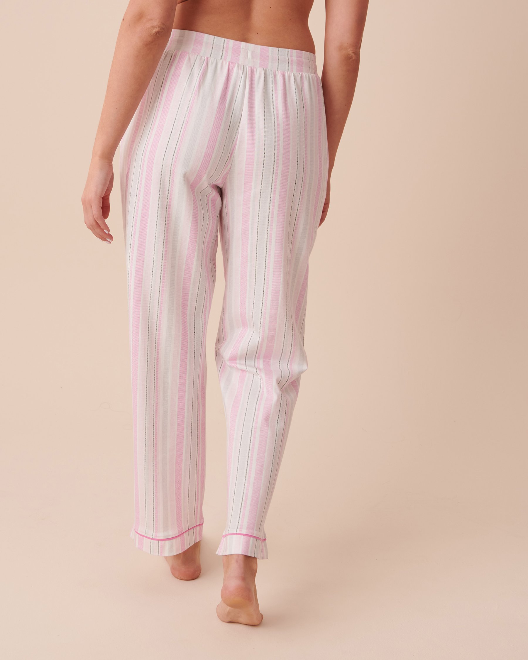 LA VIE EN ROSE Striped Cotton Pajama Pants Pink Stripes 40200512 - View2