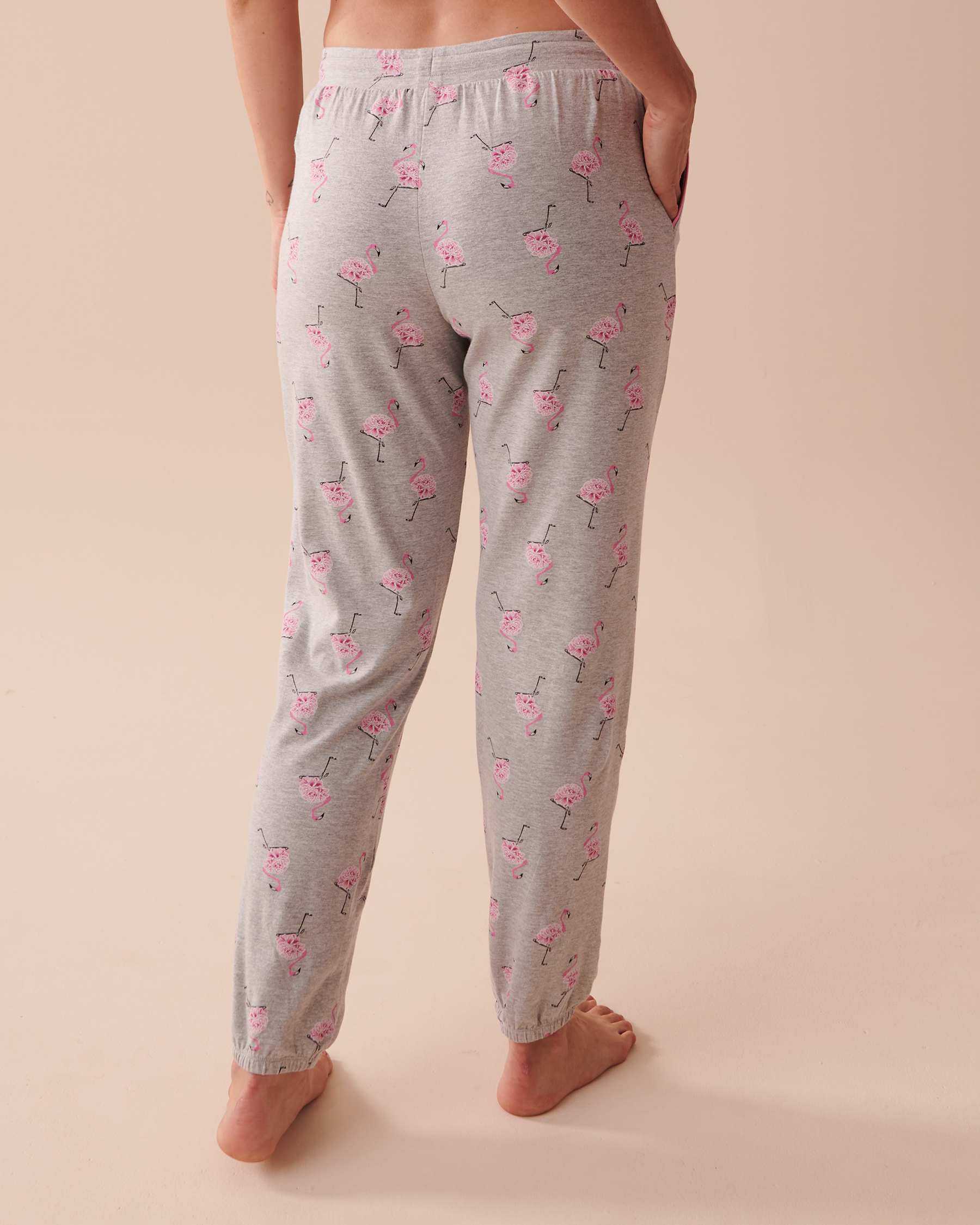 LA VIE EN ROSE Pantalon de pyjama jogger flamant rose en coton Flamant rose 40200513 - Voir2