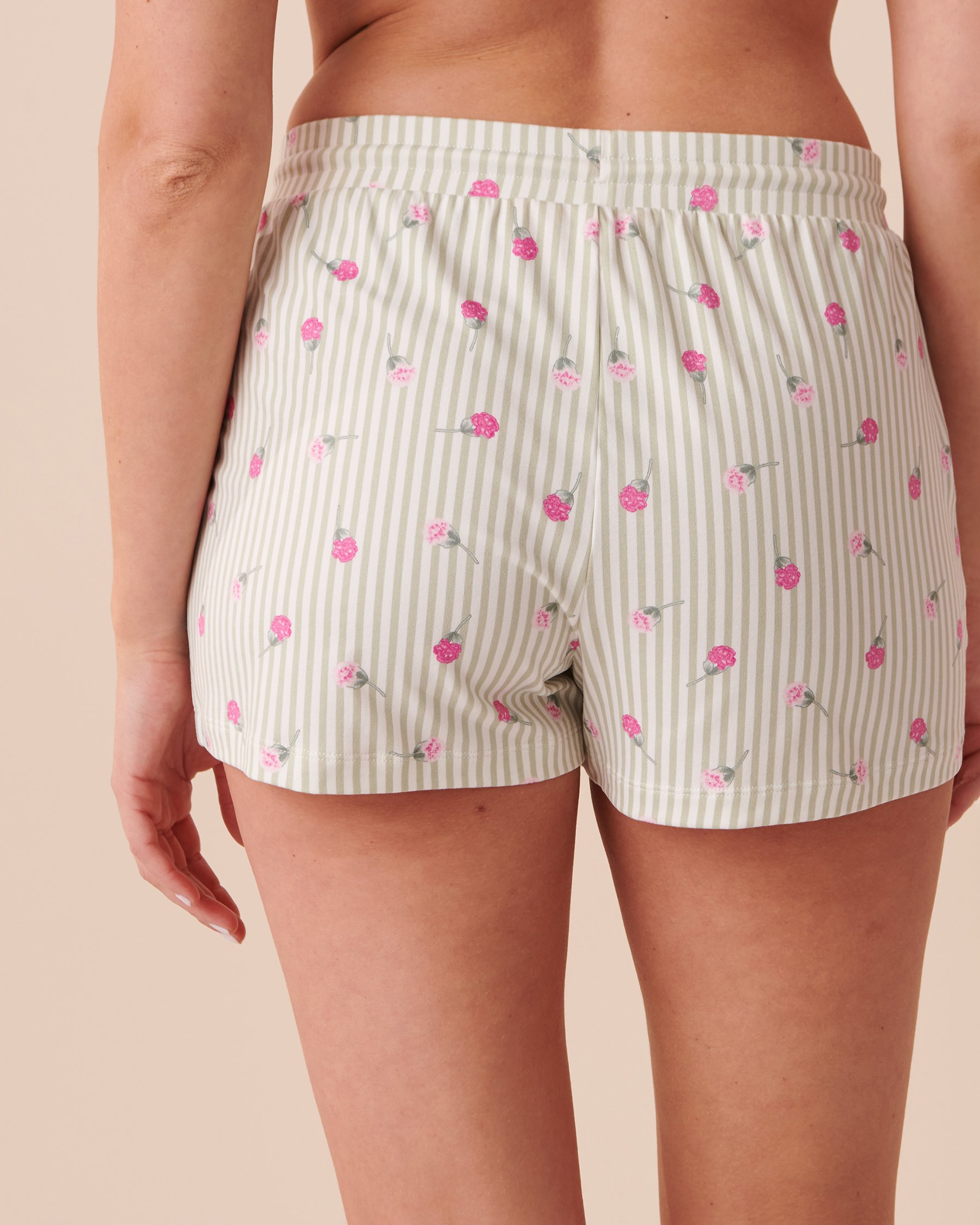 LA VIE EN ROSE Ditsy Floral Stripes Super Soft Pajama Shorts Ditsy Floral Stripes 40200524 - View2