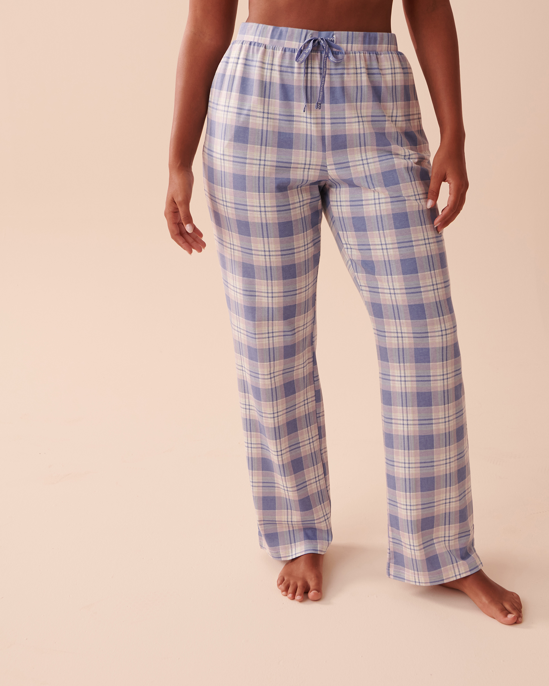 LA VIE EN ROSE Cotton Pajama Pants Blue Plaid 40200533 - View1