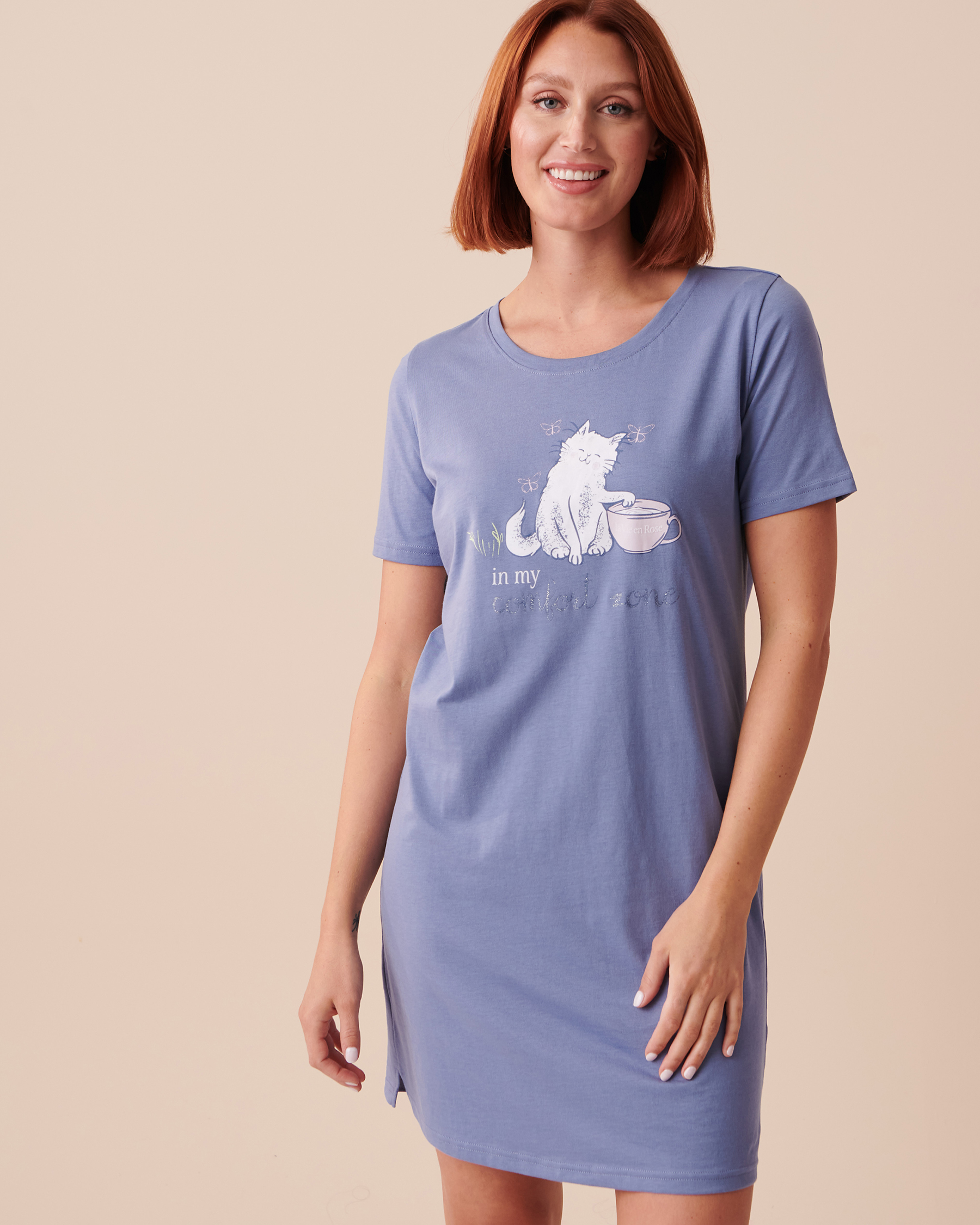 LA VIE EN ROSE Cotton Short Sleeve Sleepshirt Delicate Blue 40500333 - View1