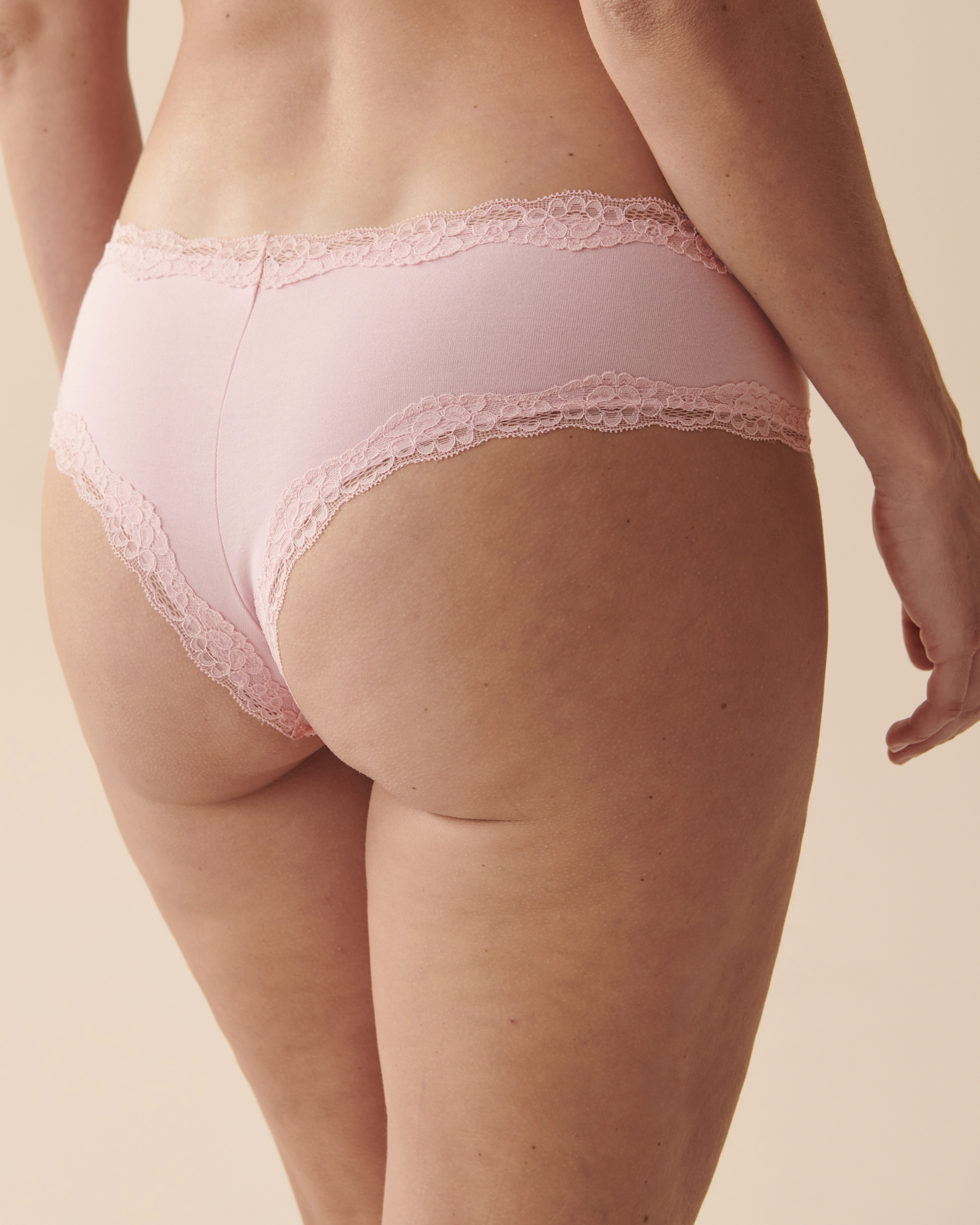 LA VIE EN ROSE Cotton and Lace Trim Cheeky Panty Tender Pink 20100415 - View2