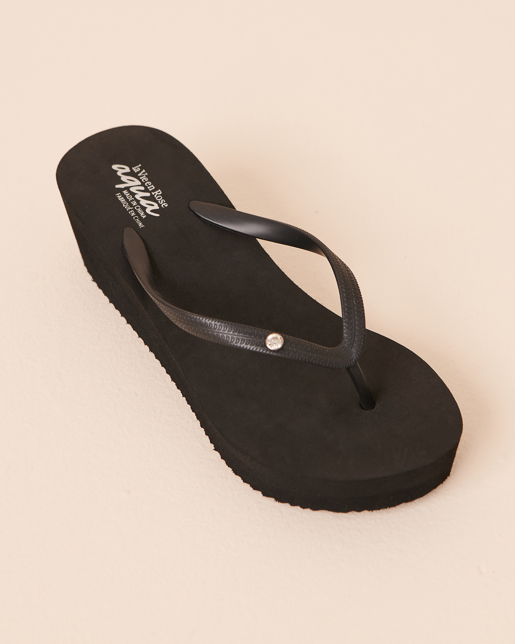 LA VIE EN ROSE AQUA Wedge Sandals Black 80500096 - View3