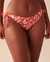 LA VIE EN ROSE AQUA TAHITI Textured Side Tie Brazilian Bikini Bottom Bright Red Hibiscus 70300511 - View1