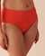 LA VIE EN ROSE AQUA Bas de bikini taille haute texturé TAHITI Rouge orangé 70300512 - View1