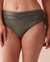 LA VIE EN ROSE AQUA KHAKI GRAY Shirred High Waist Bikini Bottom Khaki Grey 70300519 - View1