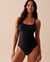 LA VIE EN ROSE AQUA PAULA Scoop Neck One-piece Swimsuit Black 70400106 - View1