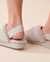 LA VIE EN ROSE Plush Slide Slippers Grey 40700315 - View1