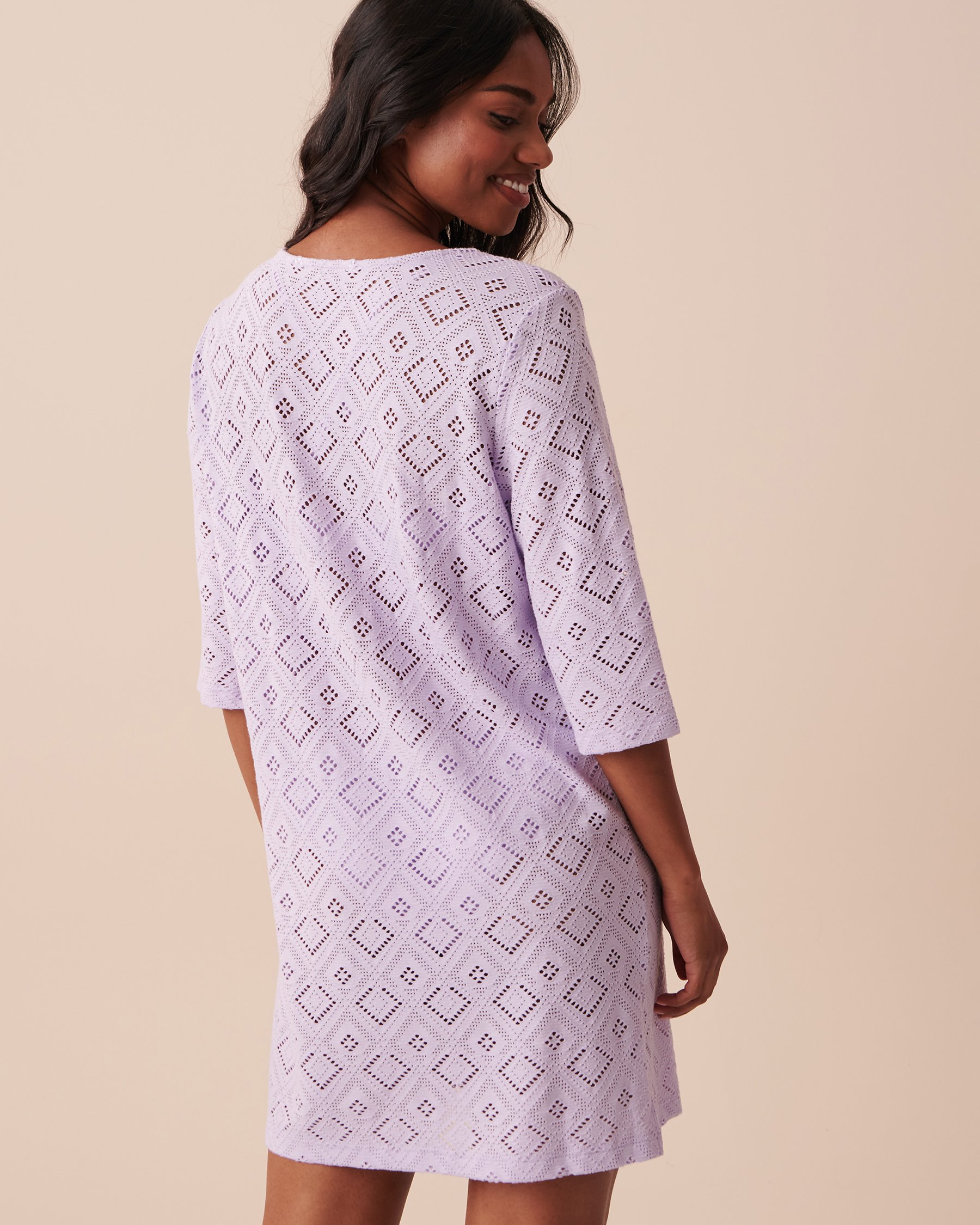 LA VIE EN ROSE AQUA Crochet Tunic Pastel Lilac 80100019 - View2