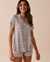 LA VIE EN ROSE Super Soft Button-down Short Sleeve Shirt Light Grey Mix 40100565 - View1