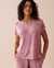 LA VIE EN ROSE Soft Jersey T-shirt Pink Leaves 40100569 - View1