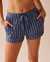 LA VIE EN ROSE Soft Jersey Pajama Shorts Navy Stripes 40200561 - View1
