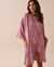 LA VIE EN ROSE Soft Jersey Lace Trim Kimono Pink Leaves 40600169 - View1