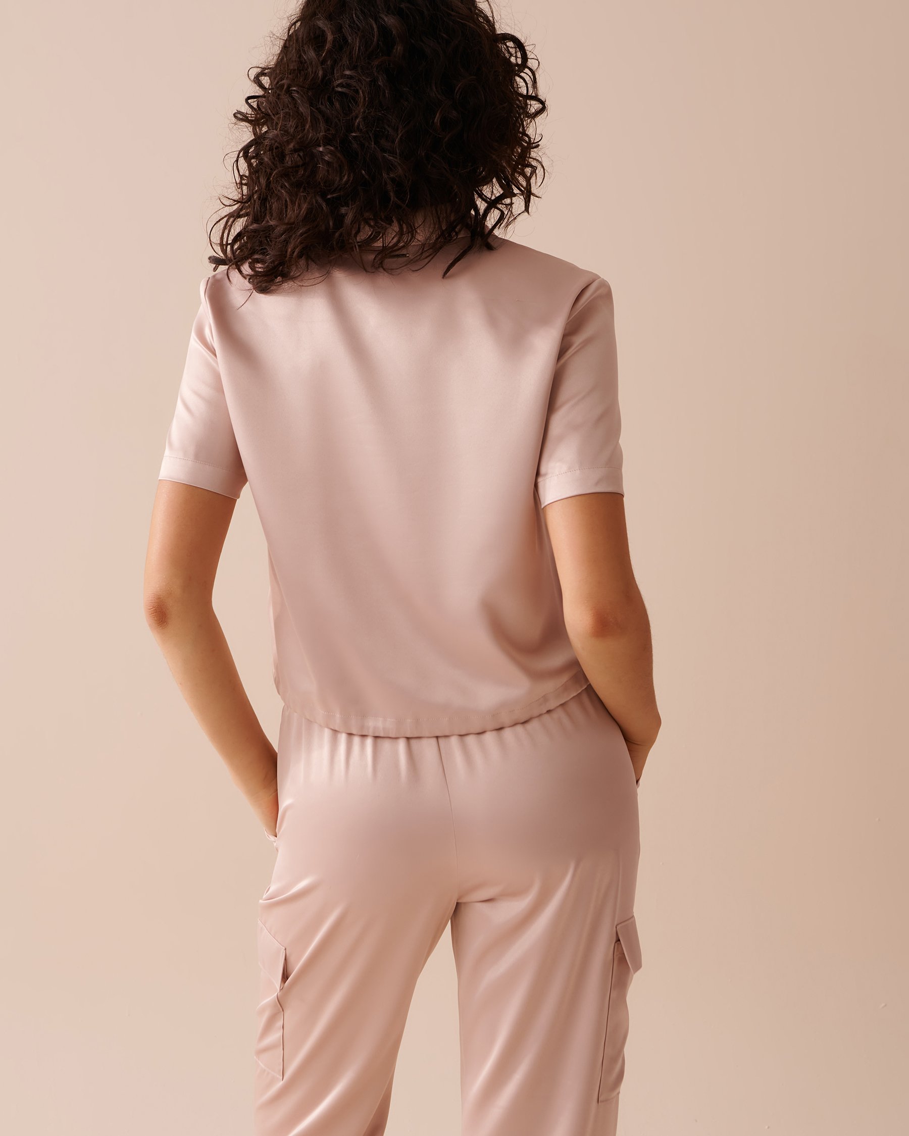 Vedolay Summer Pajamas For Women 2023 Women's 2 Piece Outfits Short Sleeve  Button Knit Top Wide Leg Pants Sweatsuit Slouchy Loungewear Set,D M 