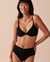LA VIE EN ROSE AQUA SMOCKED TEXTURED Triangle Bikini Top Black 70100559 - View1