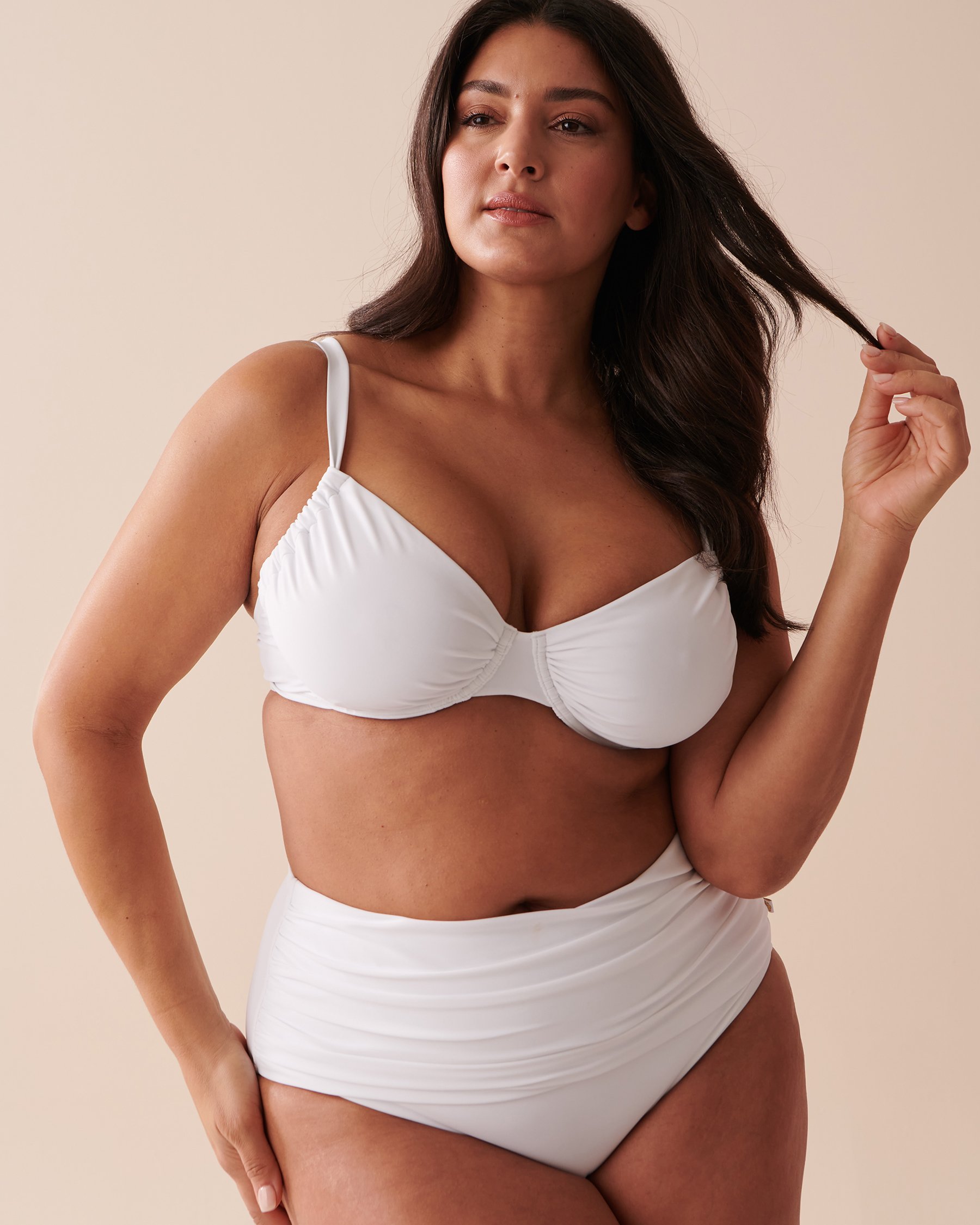 LA VIE EN ROSE AQUA Recycled Fibers Plunge Bikini Top Bright White 70100571 - View4