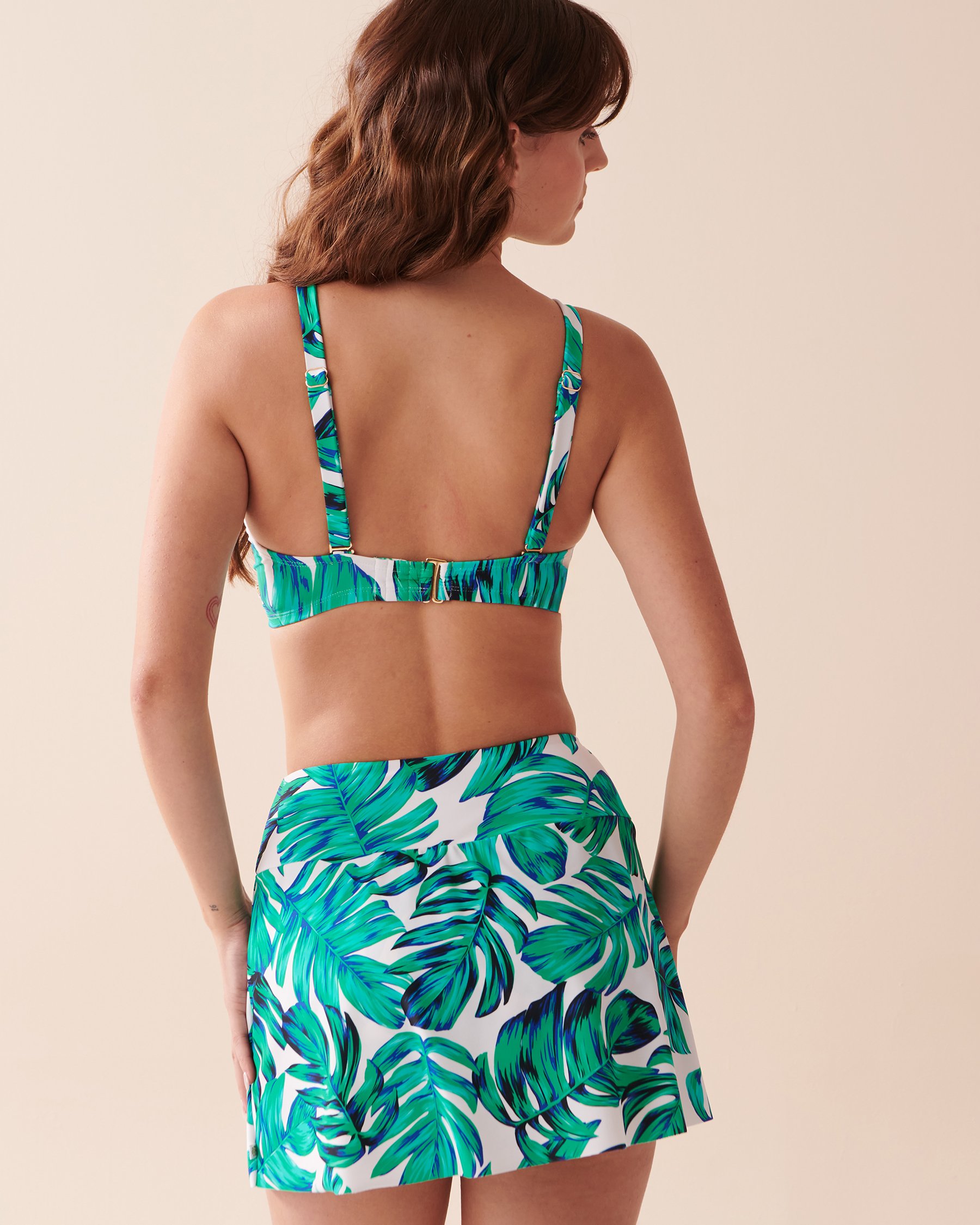 LA VIE EN ROSE AQUA PALM LEAVES Recycled Fibers D Cup Bralette Bikini Top Palm Leaves 70200121 - View6
