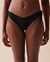LA VIE EN ROSE AQUA TEXTURED V-cut Brazilian Bikini Bottom Black 70300534 - View1