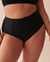 LA VIE EN ROSE AQUA TEXTURED High Waist Bikini Bottom Black 70300535 - View1