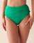 LA VIE EN ROSE AQUA Bas de bikini taille haute drapée en fibres recyclées ÉMERAUDE Vert émeraude 70300538 - View1