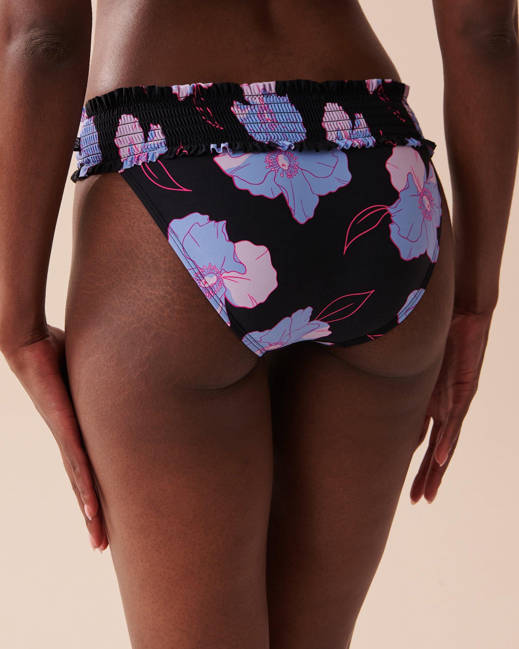 LA VIE EN ROSE AQUA NEON FLOWERS Smocked Waistband Bikini Bottom Neon Flowers 70300542 - View2