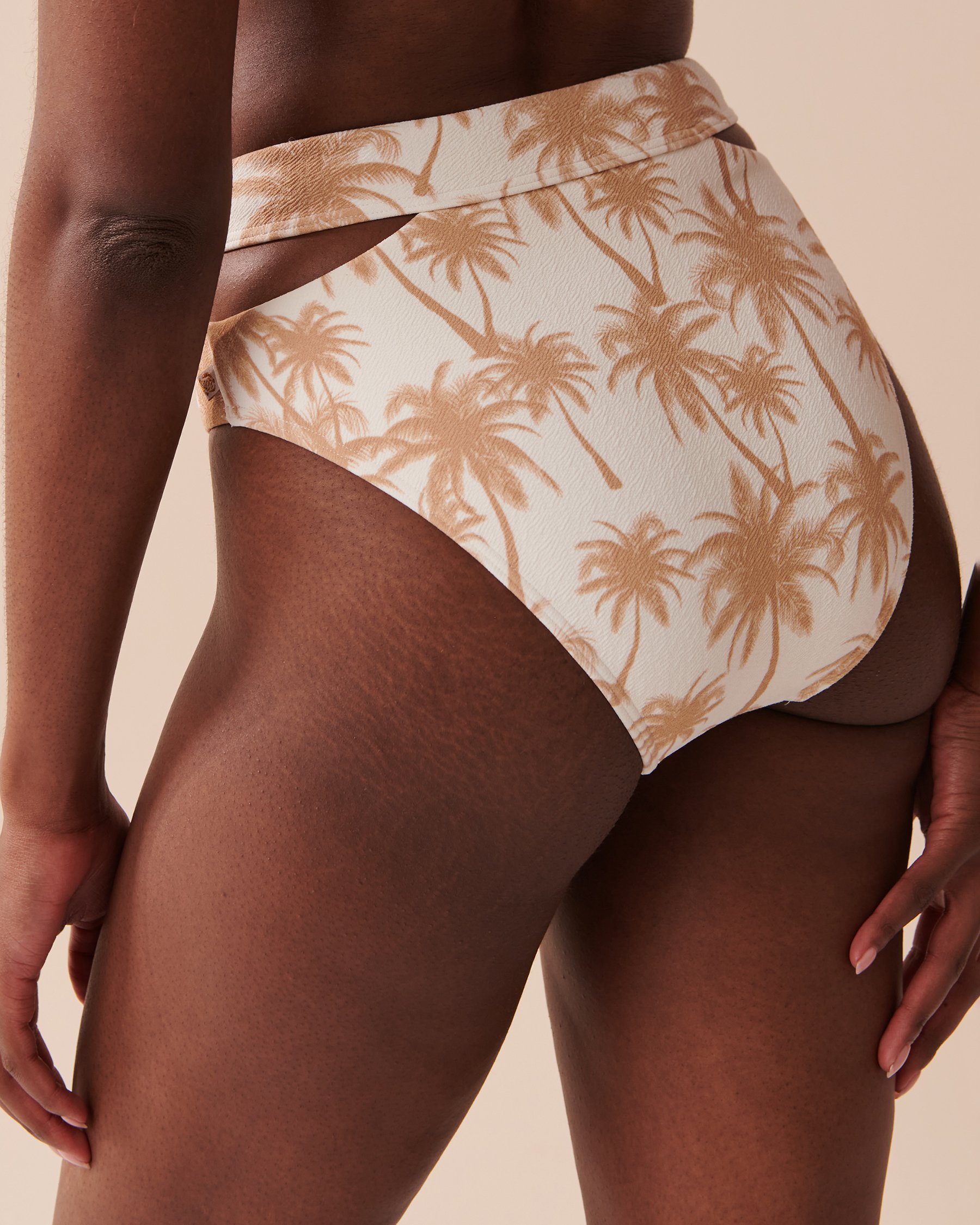 LA VIE EN ROSE AQUA PALM BEACH High Waist Bikini Bottom Golden Palm Trees 70300543 - View2