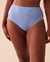 LA VIE EN ROSE AQUA Bas de bikini taille haute plissé texturé Bleu pastel éclatant 70300545 - View1