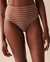 LA VIE EN ROSE AQUA TEXTURED STRIPES High Waist Bikini Bottom Brown Coconut 70300547 - View1