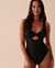 AQUAROSE TEXTURED Cut-out Front One-piece Swimsuit Black 70400111 - View1