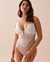 LA VIE EN ROSE Embroidered Lace and Mesh Plunge Teddy White 60300082 - View1