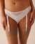 LA VIE EN ROSE Embroidered Mesh Thong Panty White 20200477 - View1