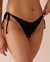 LA VIE EN ROSE AQUA TEXTURED Side Tie V-cut Brazilian Bikini Bottom Black 70300570 - View1