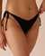 LA VIE EN ROSE AQUA TEXTURED V-cut Brazilian Bikini Bottom Black 70300570 - View1